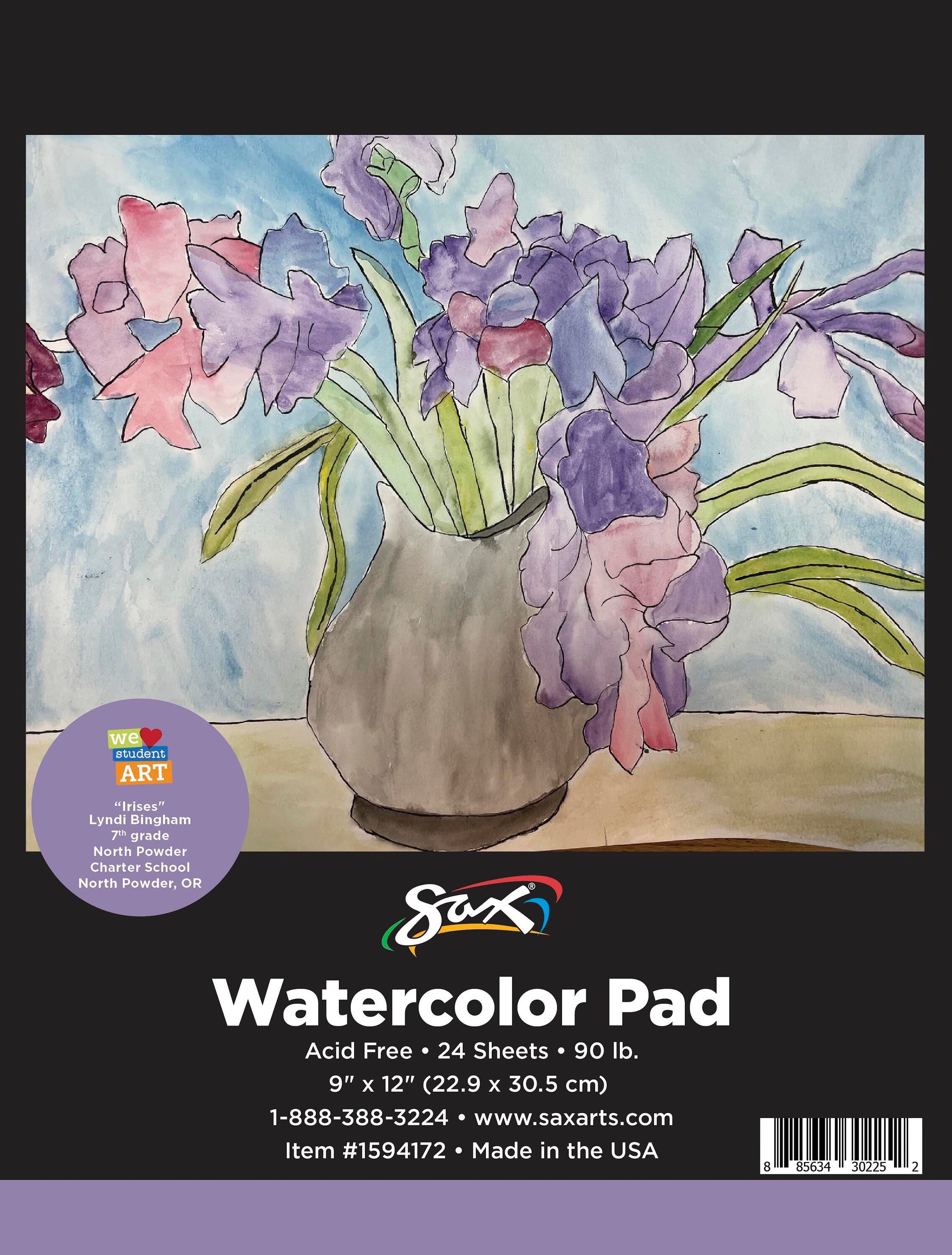 Sax Watercolor Pad, 90 lb, 9 x 12 Inches, White, 24 Sheets 1594172